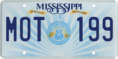 MS license plate MOT199