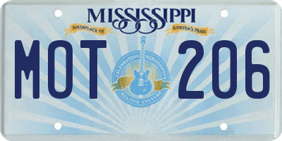 MS license plate MOT206