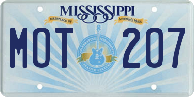 MS license plate MOT207