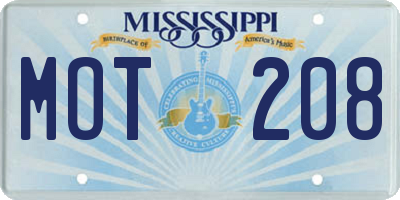 MS license plate MOT208