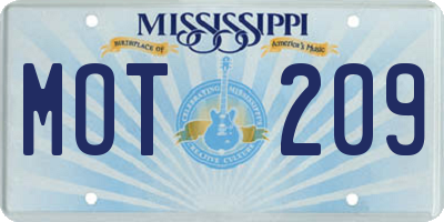 MS license plate MOT209