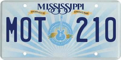 MS license plate MOT210