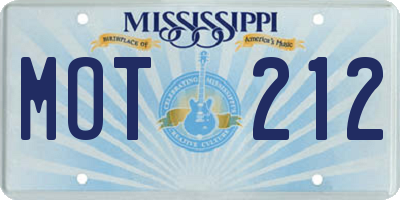 MS license plate MOT212