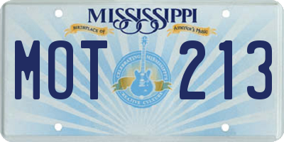 MS license plate MOT213