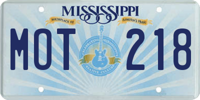 MS license plate MOT218
