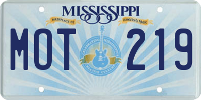 MS license plate MOT219