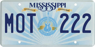 MS license plate MOT222