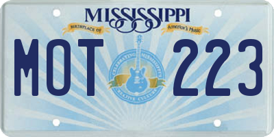 MS license plate MOT223