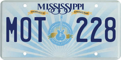 MS license plate MOT228