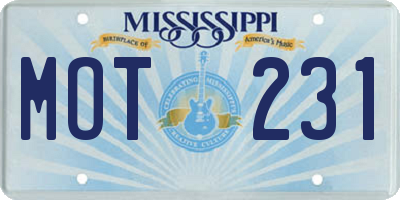 MS license plate MOT231