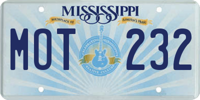 MS license plate MOT232