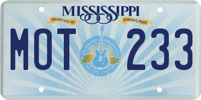 MS license plate MOT233
