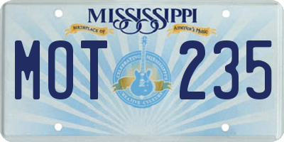 MS license plate MOT235