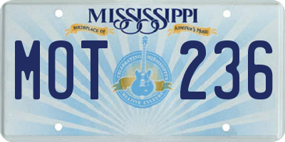 MS license plate MOT236