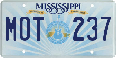 MS license plate MOT237