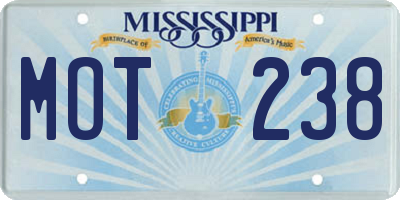MS license plate MOT238