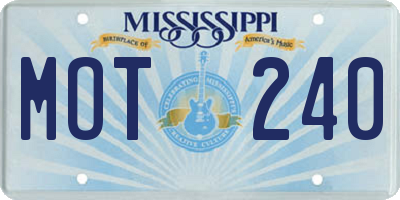 MS license plate MOT240
