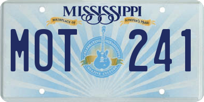 MS license plate MOT241