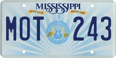MS license plate MOT243