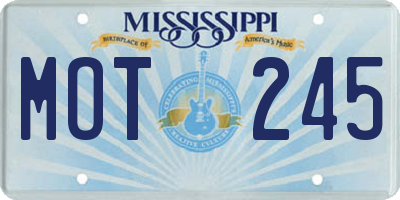 MS license plate MOT245