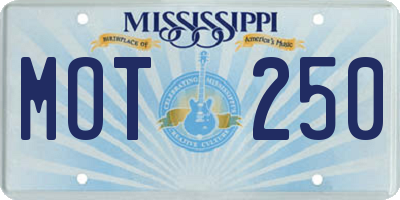 MS license plate MOT250