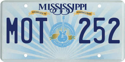 MS license plate MOT252