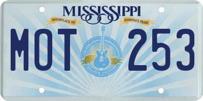 MS license plate MOT253
