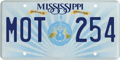 MS license plate MOT254