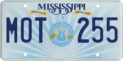 MS license plate MOT255