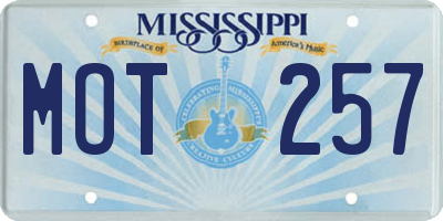 MS license plate MOT257