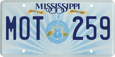 MS license plate MOT259