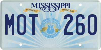MS license plate MOT260