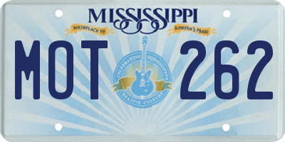 MS license plate MOT262