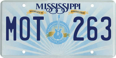 MS license plate MOT263