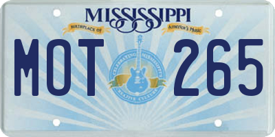 MS license plate MOT265