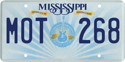 MS license plate MOT268