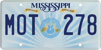 MS license plate MOT278