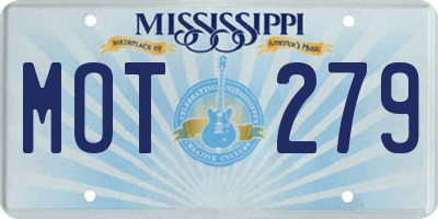 MS license plate MOT279