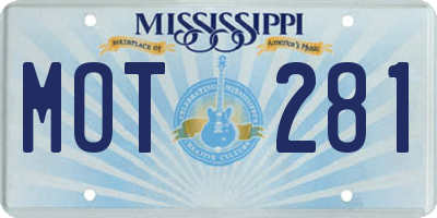 MS license plate MOT281