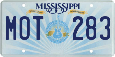 MS license plate MOT283