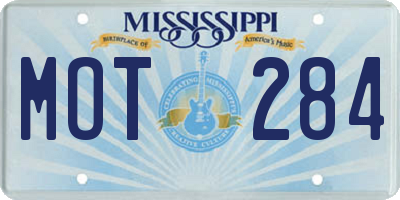 MS license plate MOT284