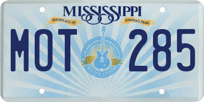 MS license plate MOT285