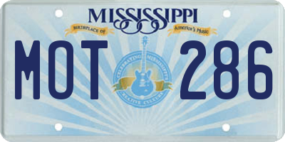 MS license plate MOT286