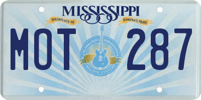 MS license plate MOT287
