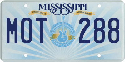 MS license plate MOT288