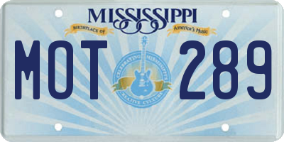 MS license plate MOT289