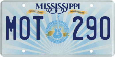 MS license plate MOT290