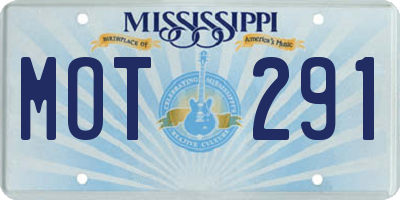 MS license plate MOT291