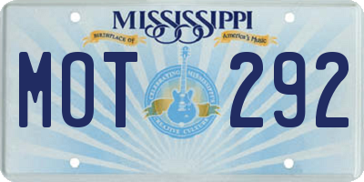MS license plate MOT292
