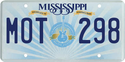 MS license plate MOT298